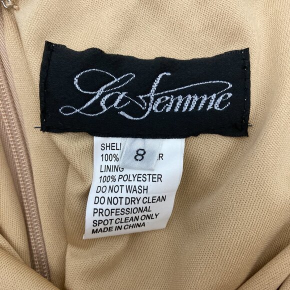 NWT La Femme Leopard Print Sequin Prom Dress Size 8 Criss Cross High Neck 28672 - Picture 9 of 13